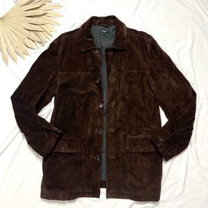 J. Crew Brown Genuine Suede Leather Button Front Barn Shacket Jacket Coat Medium